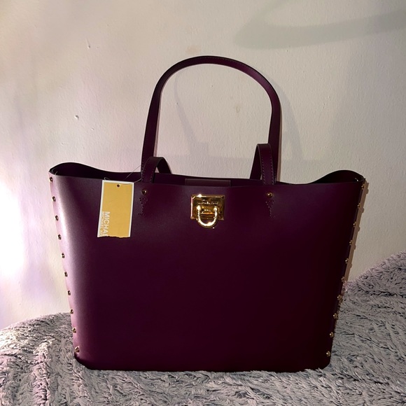 Michael Kors Manhattan Large Tote Bordeaux Purse and Card Case - Picture 3 of 8